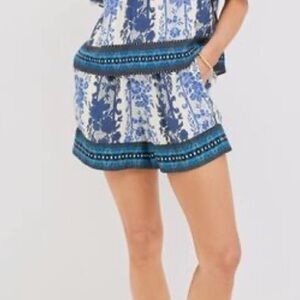 Blue and White Patterned shorts